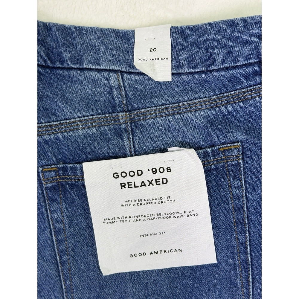 New Good American Jeans Womens 20 Plus Blue Good 90s Mid Rise Baggy Wide Leg - Picture 7 of 11